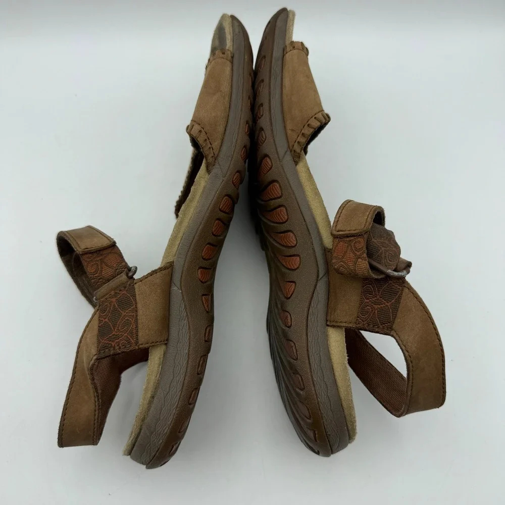 Merrell QForm Sandals Womens 9 Brown Leather‎ Comfort Walking Hook Loop J57532